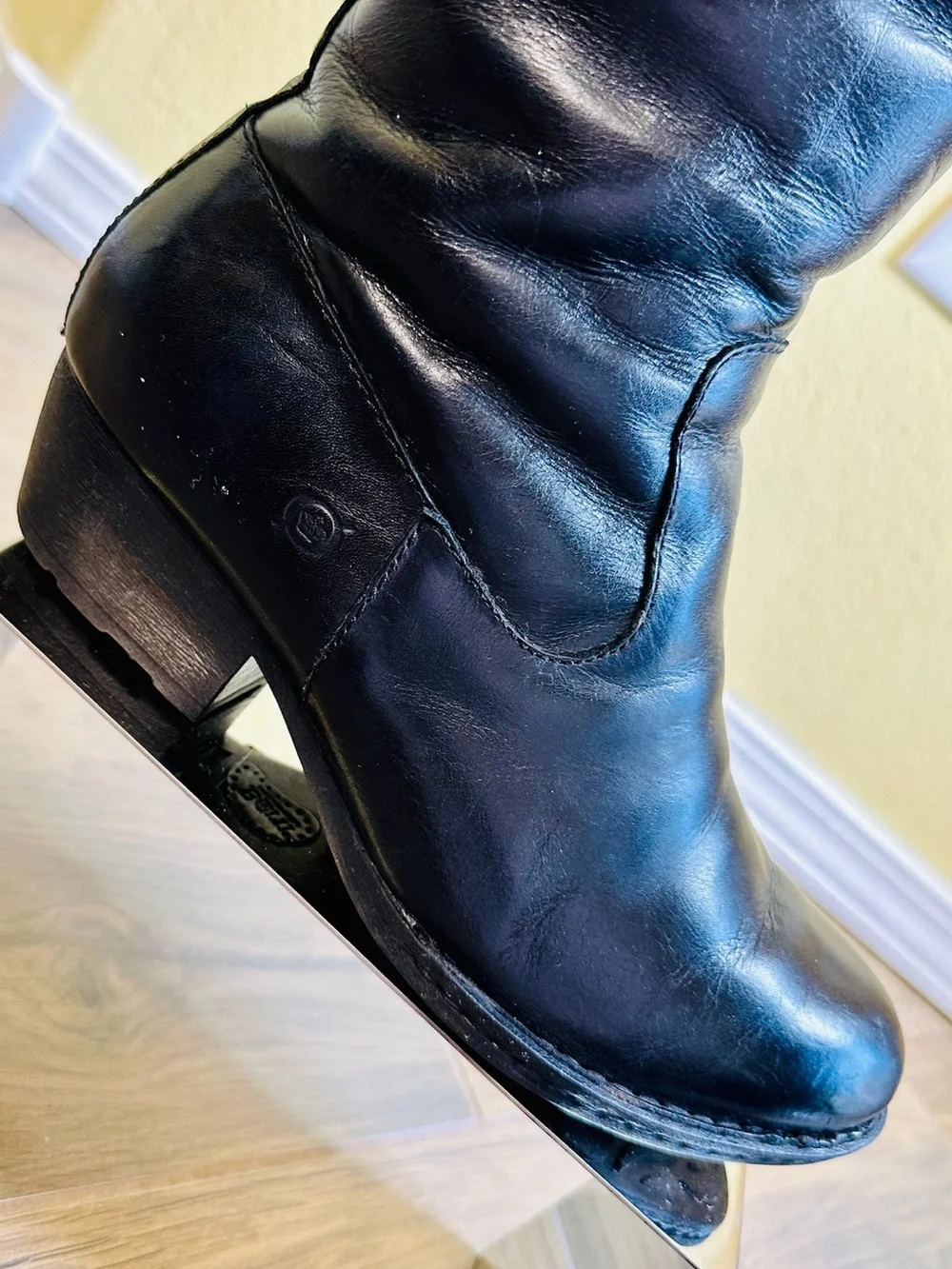 Born Aleksi Genuine Lambskin Black Leather Boots